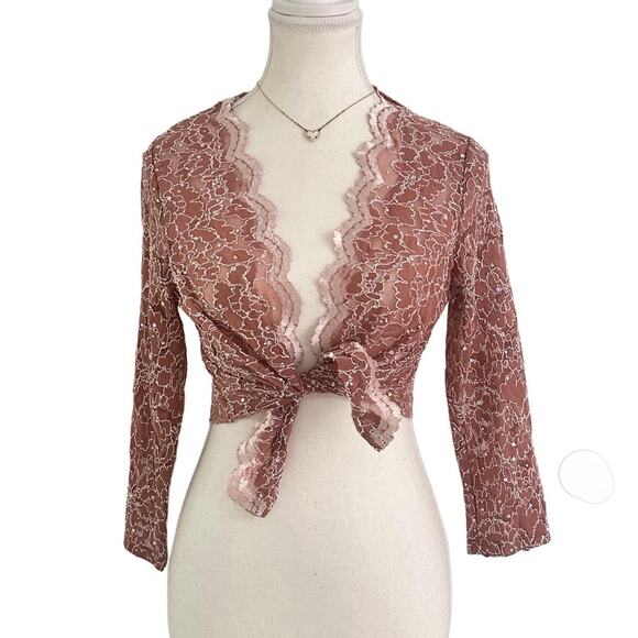 Lovely Grace Size Small Pink Vintage Sequin Bolero or Cover Up Size Small - Picture 1 of 4